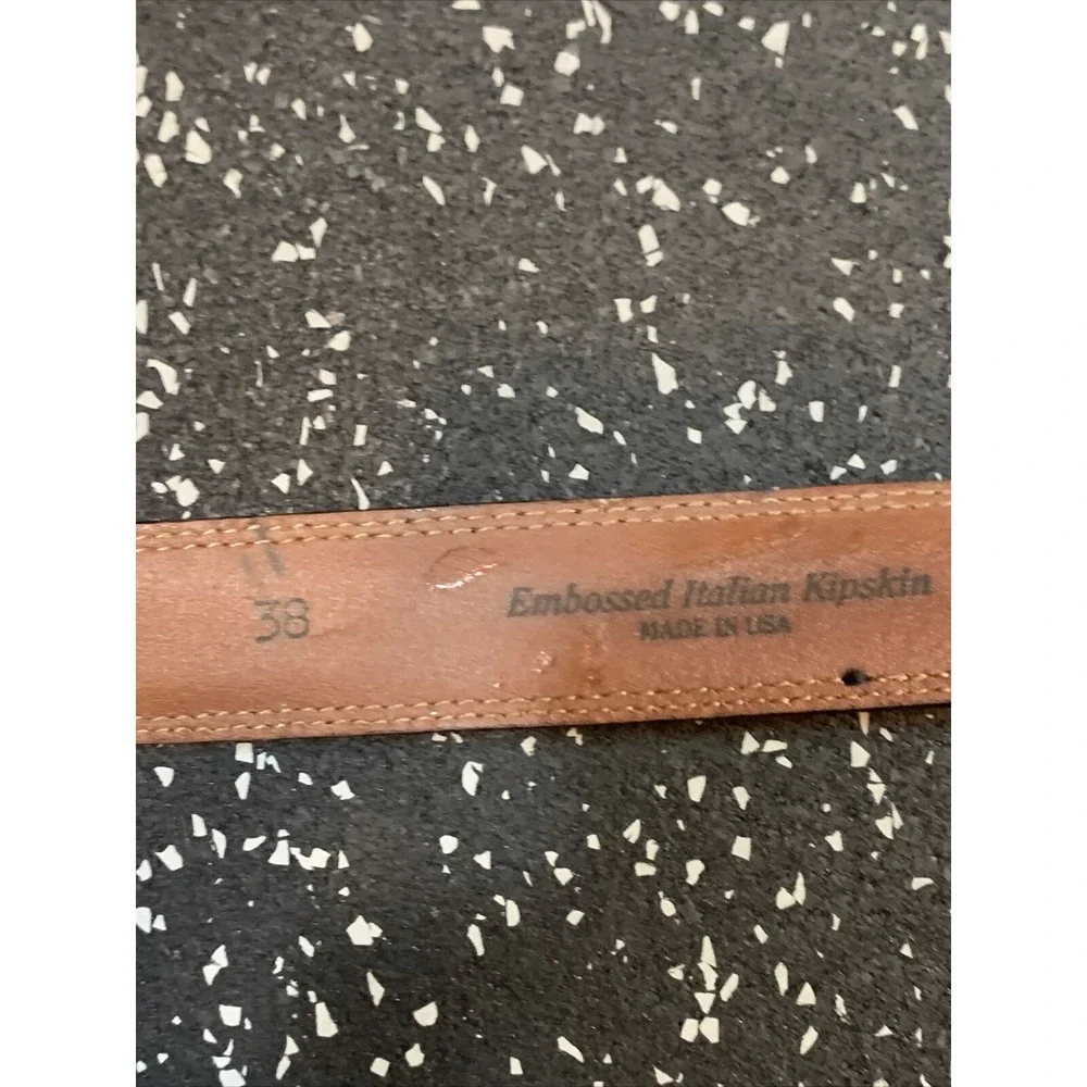 Torino Leather Belt Size 38 Black Embossed Italian‎ Kipskin Made In USA